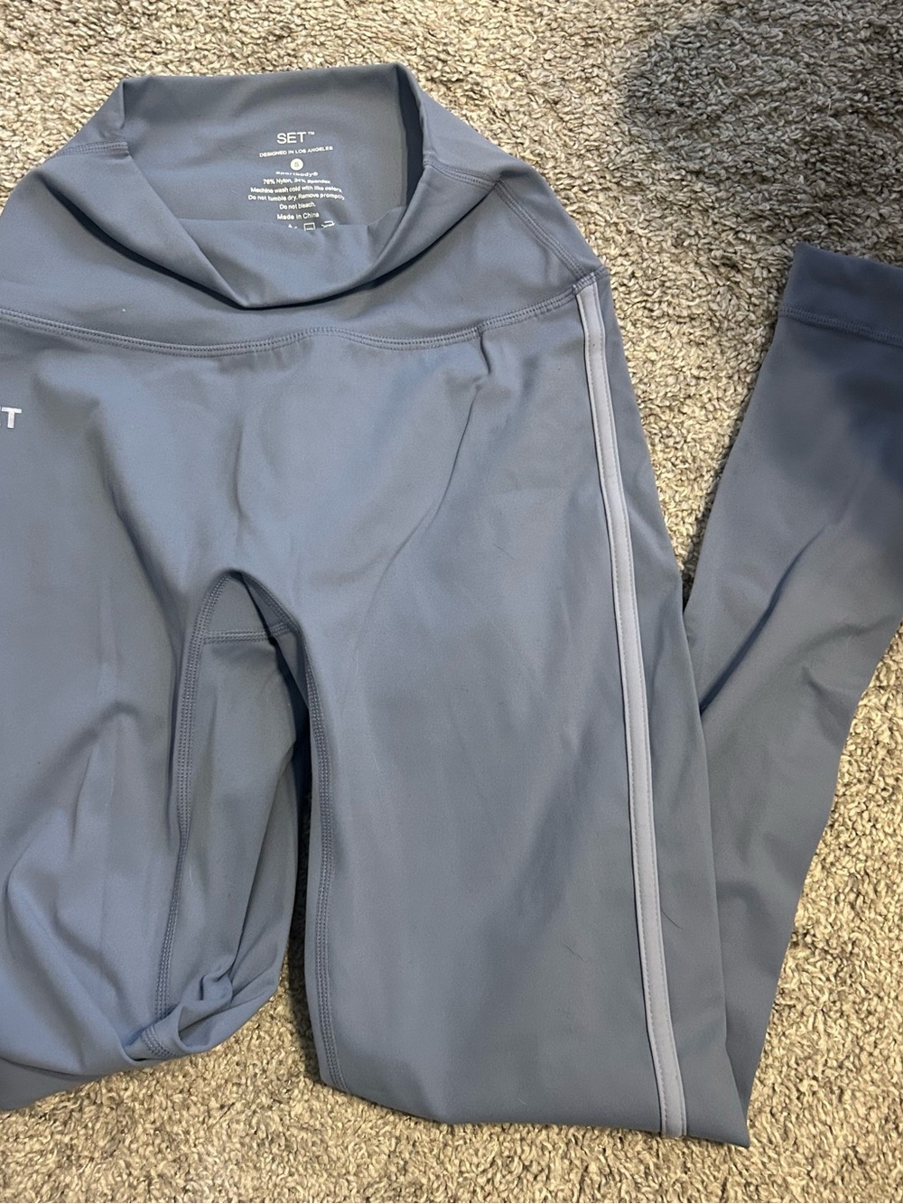 SET Active Gray High-Rise Leggings with Side Stripe